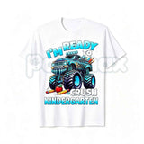 I'M Ready to Crush Kindergarten First Day Boys T-Shirt β Monster Truck Back to School Graphic Tee, Kids Unisex Cotton Shirt