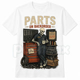 Waiting On Parts Funny Skeleton Auto Mechanic T-Shirt โ Technician Humor Unisex Cotton Graphic Tee