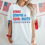 "Stars Stripes & Equal Rights" T-Shirt – Patriotic 4th of July Feminist Tee