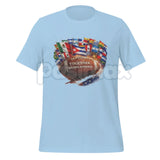 "Together We Are America" Football Graphic T-Shirt - Latino Heritage Sports Tee, Premium Heavyweight Valentine's Day Gift for Men, Vintage Unity Gridiron Shirt, Hispanic Pride Football Apparel, Made in USA Custom Graphic Top