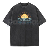 Life is Good Vintage Washed T-Shirt – Retro Crew Neck Graphic Tee, Positive Vibes Lightweight Cotton Top, Sincere Inspirational Streetwear