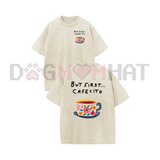 Thanksgiving Espresso Glow Vintage Acid Wash Tee - Casual Coffee Graphic Drop Shoulder Unisex Streetwear Shirt
