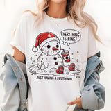 "Everything is Fine Just Having Meltdown" T-Shirt - Funny Relatable Slogan Tee, Dark Humor Stress Apparel, Ironic Statement Shirt