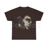 Funny Dog Smocking Graphic T-Shirt – Vintage Meme Dog Humor Tee, Premium 100% Cotton Retro Animal Streetwear Top, Soft Lived-In Heavyweight Irony Culture Shirt, Made in USA
