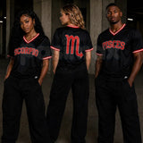 Zodiac Astrology Breathable Athletic V-Neck Jersey – Front & Back Print Short Sleeve Sportswear