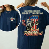 Daredevil Legend Evel Knievel Tee โ Live Hard Ride Fast T-Shirt, American Rider Unisex Cotton Shirt, Cool Biker Gift