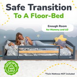 Twin Size Montessori-Inspired Floor Bed with Safety Guardrails for Kids