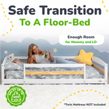 Twin Size Montessori-Inspired Floor Bed with Safety Guardrails for Kids