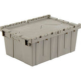 Global Industrial™ Plastic Attached Lid Shipping & Storage Container 21-7/8X15-1/4X9-11/16 Gray