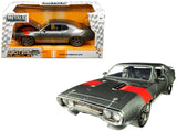 1972 Plymouth GTX 440 Metallic Gray with Red Stripe Bigtime Muscle 1/24 Diecast Model Car by Jada