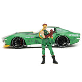 1969 Chevrolet Corvette Stingray ZL1 Green Metallic with Yellow Stripes and Cammy Diecast Figure Street Fighter Video Game An
