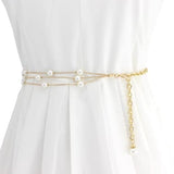 Syga WomenS Pearl Waist Chain With MultiLayer Golden Chain And Hanging Pearls Adjustable Kamarband Suitable Size For Waist 2