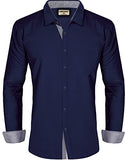 Lookmark Men'S Cotton Blend Stitched Solid Full Sleeve Shirt(Shirt 04-M) Blue