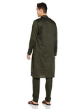 Manyavar Cotton Solid Casual Kurta Set For Men Green Green Xl