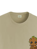 ADRO Tshirt for Men | Anime T Shirt for Men | 100% Cotton Tshirt | Graphic Printed T-Shirt | Chest Printed Tshirt | Groot Anime Tshirt | T-Shirts| RN24-STICK-GROO-BE-M Beige,Beige