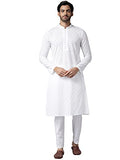 See Designs Mens Kurta | Specially Crafted And Designed For The Eid Festival White Cotton Embroidered Kurta With Pajama Set Mand