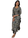 Anni Designer Women'S Rayon Blend Straight Printed Kurta With Palazzo (Kanjirang Green-Nw_L_Green_Large),Green,L