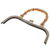 ATORSE 4xBamboo Handle Metal Frame Kiss Clasp Lock for DIY Handbag Purse Bronze 27cm