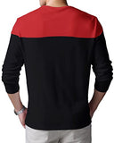 Eyebogler Men'S Round Neck Regular Fit Colorblocked Full Sleeves T-Shirt,Black Red WhiteApparel,L