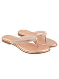 Shoetopia Embellished Rhinstone Strap Rose-Gold Flats For Women & Girls /Eu42,Rose-Gold,9,B0DZVMJ21S