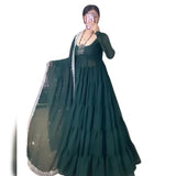 Wedani Georgette Embroidedred Anarkali Dress For Women Green,Green,XL
