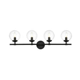 Living District Ingrid 4-Light Iron & Glass Bath Sconce In Black And Clear