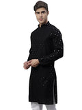 Jompers Men'S Chikankari Embroidered And Sequence Kurtas Only (Black, M)