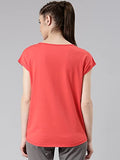 Enamor Women'S Slim T-Shirt (E131_Candy Red Universe Graphic M)