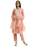 Kaari Roman Silk Womens Kurta Set (KAAAW24WSKD-78974_Dusty Gulaab Pink_XL)