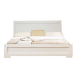 Trent Wooden Platform Bed In White, Queen With 2 Nightstands