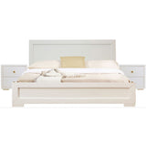 Trent Wooden Platform Bed In White, King With 2 Nightstands
