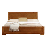 Trent Wooden Platform Bed In Oak, Queen With 2 Nightstands
