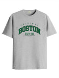 Adro Mens Printed T Shirt - Premium Cotton Graphic Printed Tshirt - Grey T-Shirt - Rn24-Bost-Gr-M