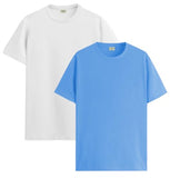 ADRO T Shirts Pack of 2 Mens Tshirts Cotton T Shirts for Men Tshirt T-Shirts Combo T Shirts Tshirts for Men Plain Solid Tshirts White Sky Blue Tshirt for Men RCM2-PLN-WH-SK-XL,White,Sky Blue