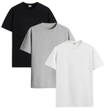 Adro Men'S Solid Regular Fit T-Shirt (Rcm3-Pln-Bl-Wh-Gr_Black,White,Grey