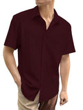 Leriya Fashion Textured Shirts for Men || Casual Shirt for Men || Shirt for Men|| Men Stylish Shirt || Men Fancy Shirt || Men Half Sleeve Shirt || Plain Shirts for Men (Medium Maroon),Maroon