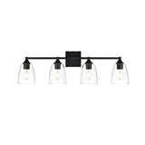 Living District Gianni 4-Light Iron & Glass Bath Sconce In Black/Clear