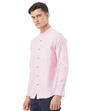 FYLTR Men's Solid Slim Fit 100% Cotton Linen Look Casual Shirt,Pink Winks
