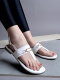 Shoetopia Buckle Detailed White Flat Sandals For Women & Girls /Eu40,White,7,B0F6TBKL91