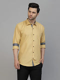 Lookmark Men'S Cotton Blend Stitched Solid Full Sleeve Shirt(New-Shirt 02-M) Beige