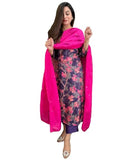 Gosriki Women'S Cotton Blend Straight Printed Kurta With Pant & Dupatta (Mariyam Blue-Gs_L_Blue_Large),Blue,,B0D9YLGVNY