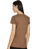 Enamor Essentials Women'S Short Sleeve Crew Neck Slim Fit Breathable Stretch Cotton Tee With Graphic - E147(E147-Mocha-S)