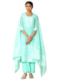 Libas Women'S Chanderi Silk Kurta Sets (99213_Turquoise Blue_Xxl)