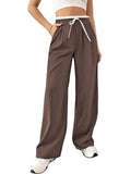 LERIYA FASHION Women's High Waist Wide Leg Trousers | Casual & Formal Pants for Women |Loose Fit Track Pants | Gymwear | Cargo Pants | Elegant Office Wear | Stylish Jeans Look (LF-TR1168-L-BROWN),Brown