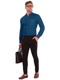 Lookmark Men'S Cotton Blend Dark Turqouise Color Stitched Solid Full Sleeve Shirt(Amzn-Shirt 56-M)