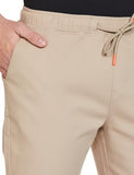 FYLTR Men's Taper Fit Stretch Cotton Joggers with Elasticated Waistband & Drawstrings Beige,Beige