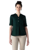 FYLTR Women's Regular Fit Blouse (FYLAW23WB-002_Emerald Green,Emerald Green