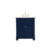 Elegant Decor Wesley 30 Steel And Solid Wood Single Bathroom Vanity Set In Blue