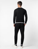 Fyltr Men'S Sweatshirt & Jogger Casual Co-Ord Set With Striped Rib Detail - Stripe Rib Detail On Neck Cuff & Hem | Casual Winterwear For Men,Every Ebony,Every Ebony,S