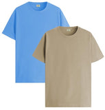 ADRO T Shirts Pack of 2 Mens Tshirts Cotton T Shirts for Men Tshirt T-Shirts Combo T Shirts Tshirts for Men Plain Solid Tshirts Sky Blue Beige Tshirt for Men RCM2-PLN-SK-BE-M,Sky Blue,Beige